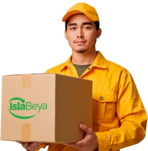 Paqueteria con SD Express, Chico con abrigo amarillo con paqueteria de SD Express