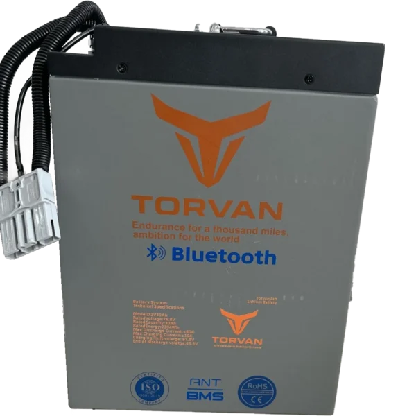 Batería de Litio LFP-72V 30AH marca Torvan. Batería de almacenamiento para motos eléctricas y sistemas solares.